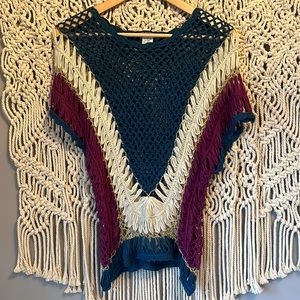 Solution Blue & Gold Unique Statement Crochet Top Shirt